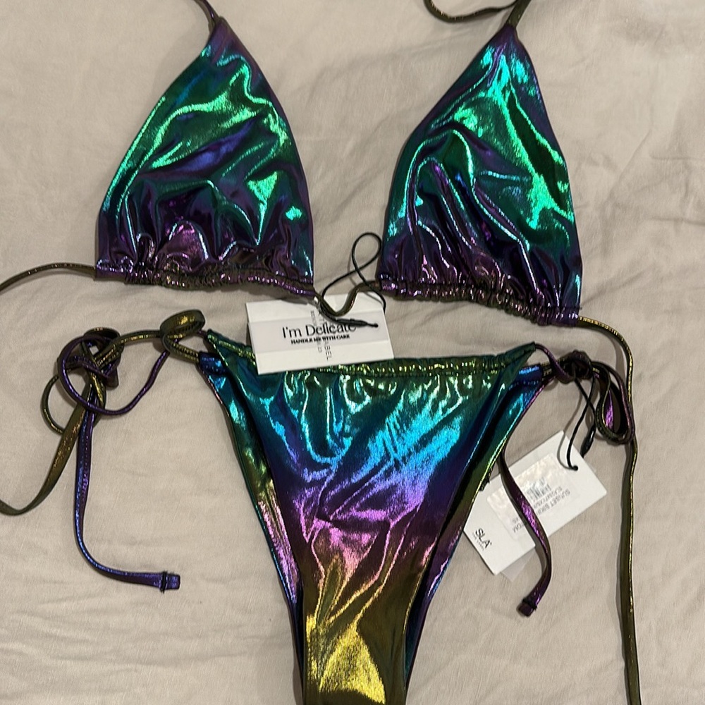 NWT SLA Oil Slick Bikini Top Size: S/M & Bottoms Size: S